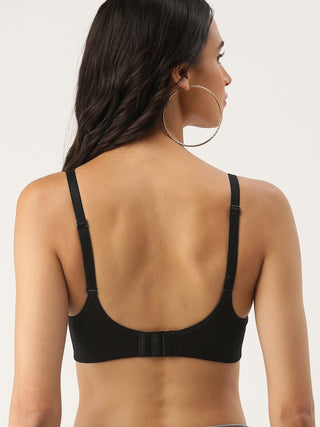 Black Solid Non-Wired Lightly Padded T-shirt Bra