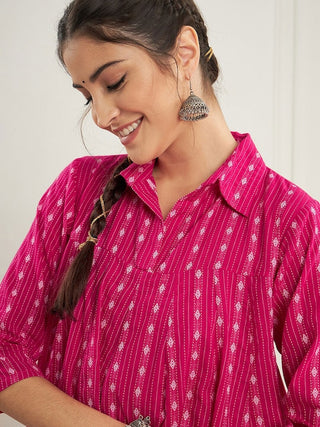 Sangria Striped Shirt Collar A Line Dresses