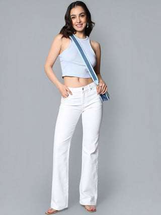 Flying Machine Women Bootcut Slash Knee Stretchable Jeans